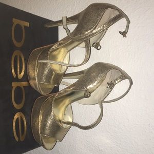 “Bebe” Gold High Heels/ Style name: Alice